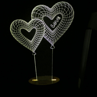 Светильник с 3D иллюзией Сердца фото в интернет-магазине подарков MarketSmart