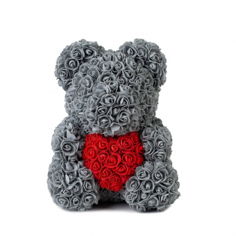 Мишка из роз с сердцем 40см фото в интернет-магазине подарков MarketSmart