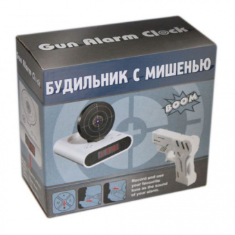 Часы будильник пистолет с мишенью фото в интернет-магазине подарков MarketSmart